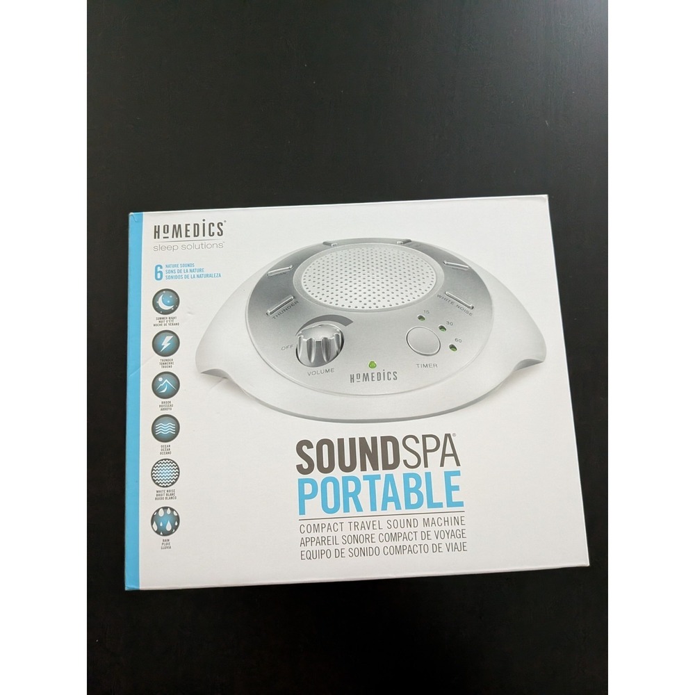 Homedics White Noise Sound Machine W/ 6 Sounds Auto Off Timer Portable New Open